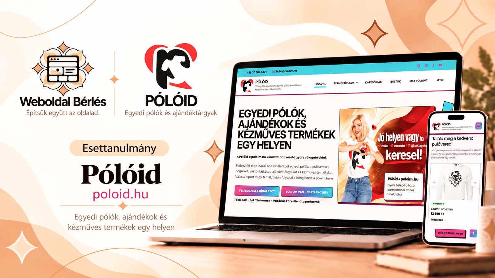 Pólóid promóciós weboldal Weboldal Bérlés Katalógus extra funkcióval