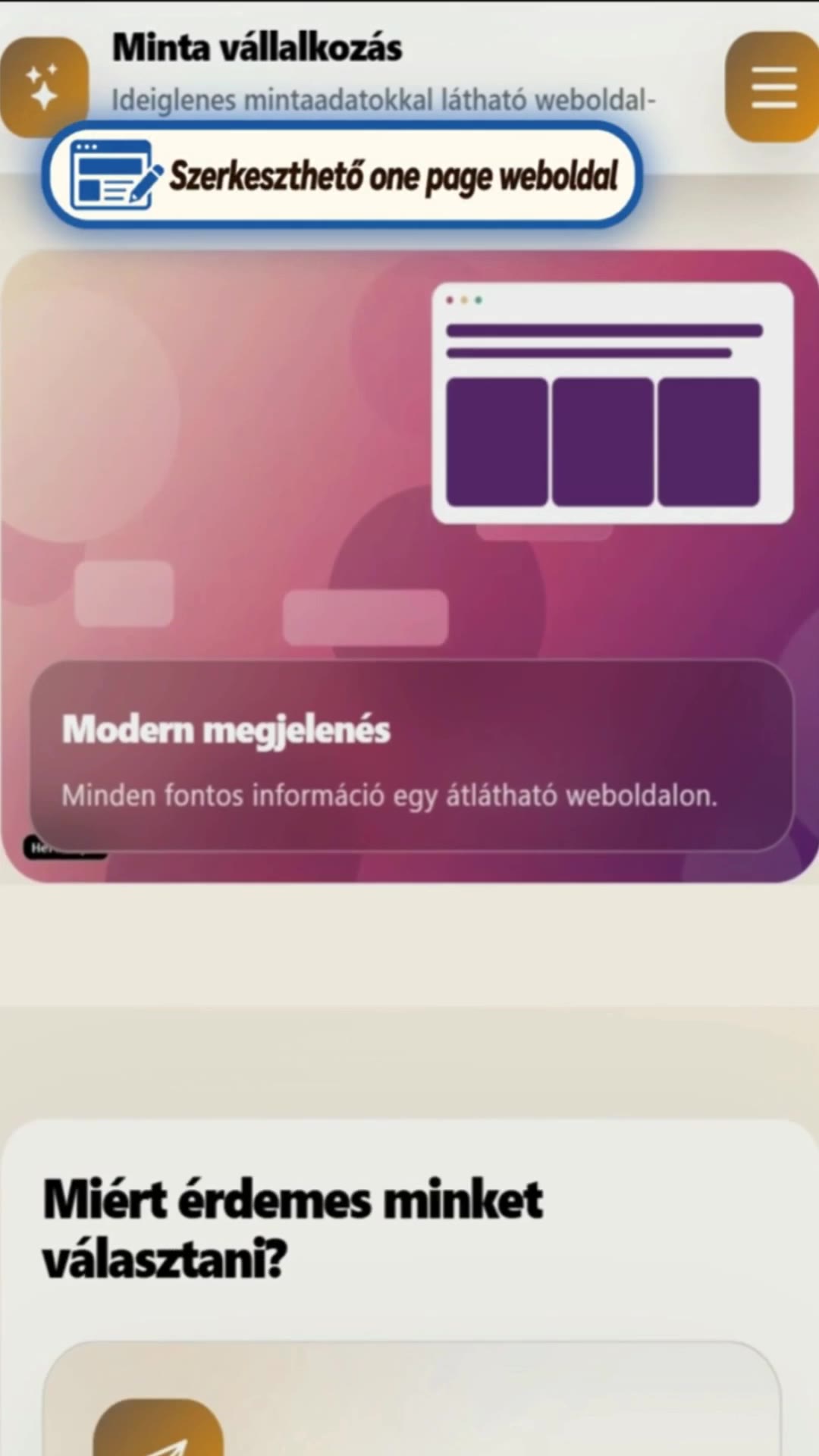 Mobil videós bemutatkozás a hero blokkban